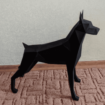 Паперкрафт фігура добермана стоячого